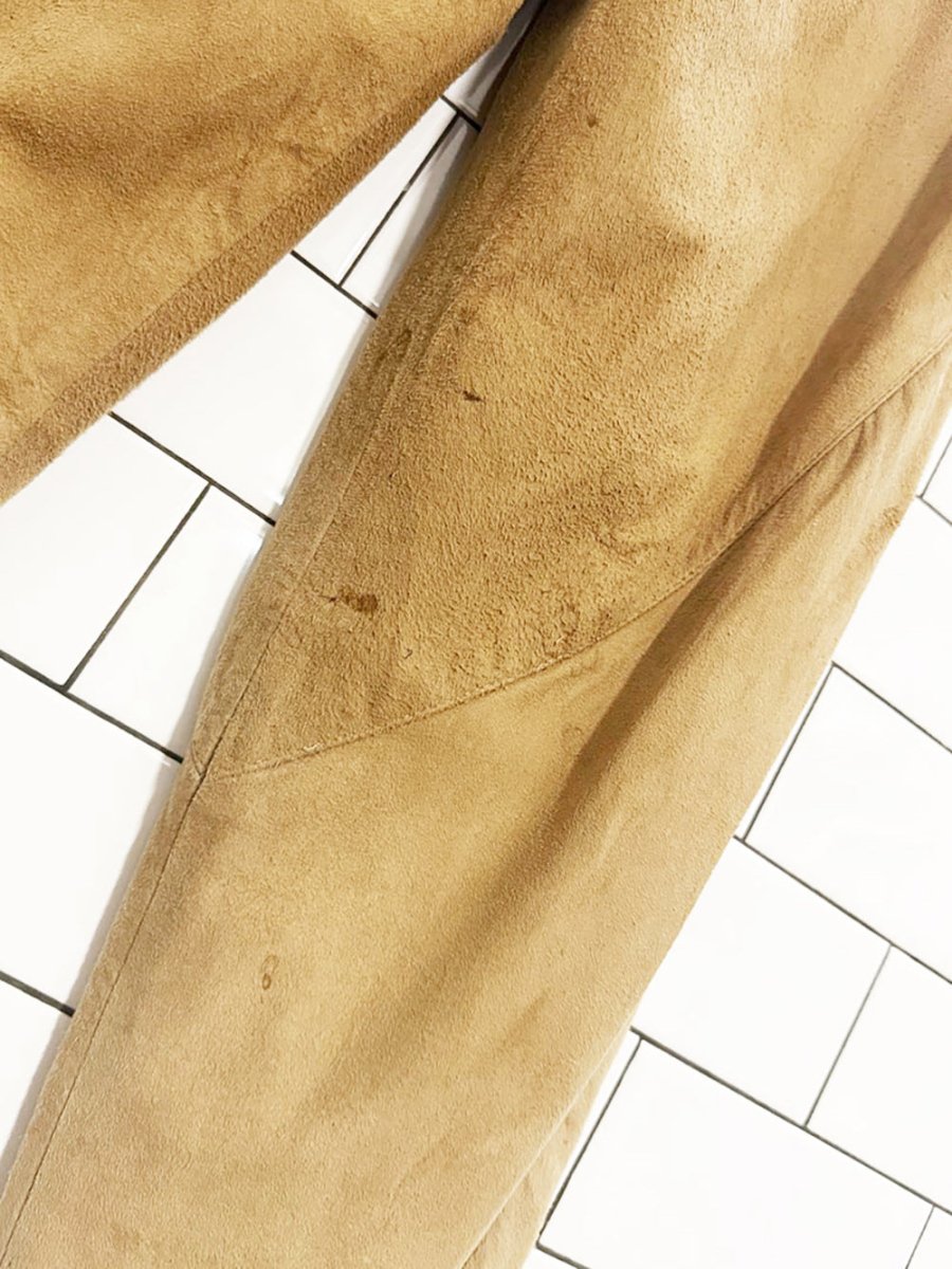 vintage bagatelle lamb suede high waist pleated trousers | union made in Canada - good market thrift store
