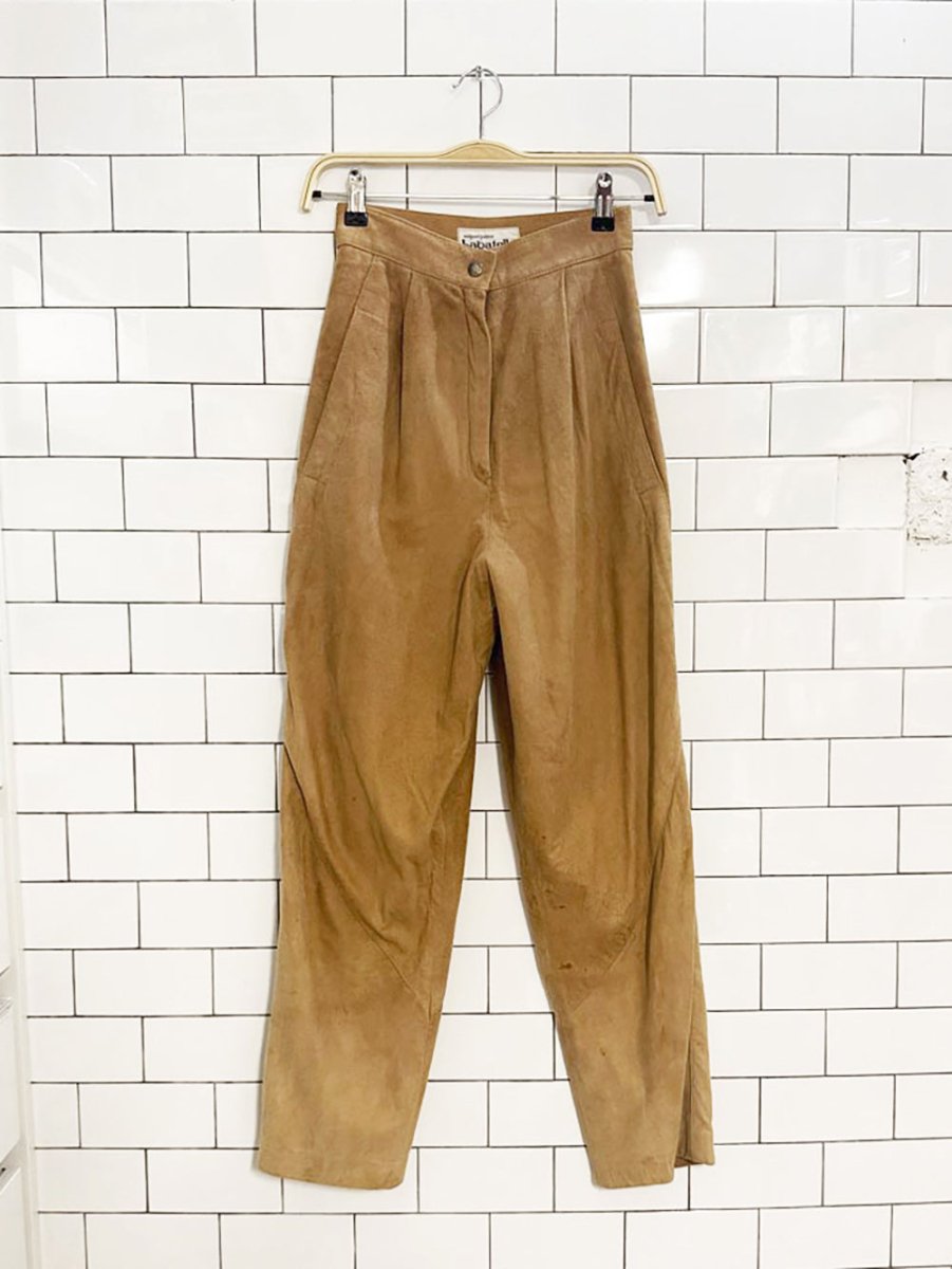 vintage bagatelle lamb suede high waist pleated trousers | union made in Canada - good market thrift store