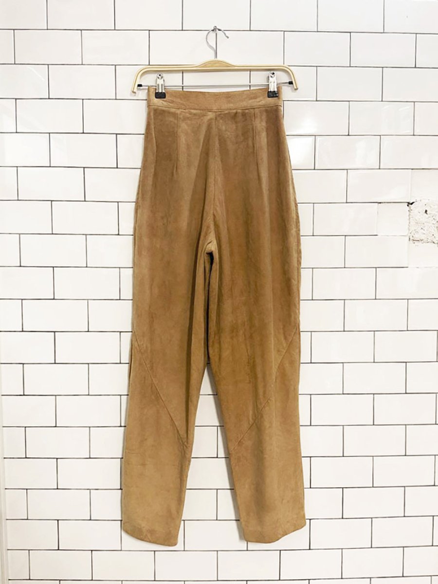 vintage bagatelle lamb suede high waist pleated trousers | union made in Canada - good market thrift store