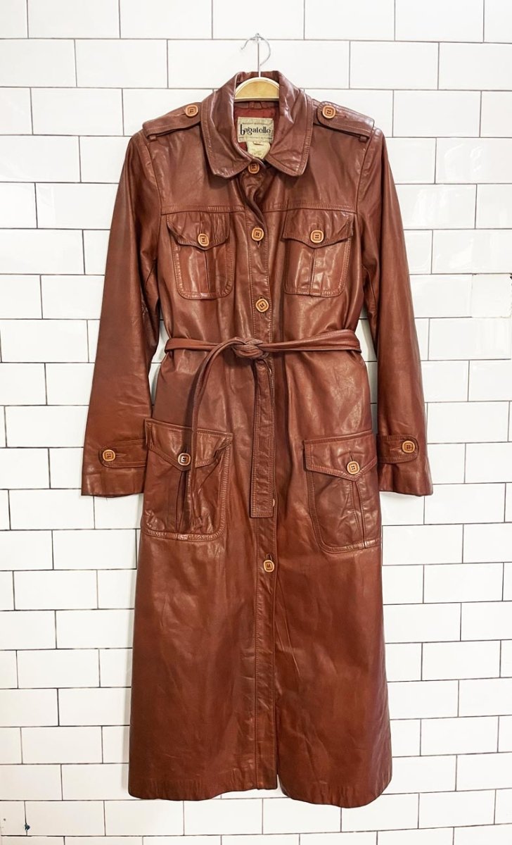 vintage bagatelle utility belted leather trench coat | magaret godfrew - good market thrift store