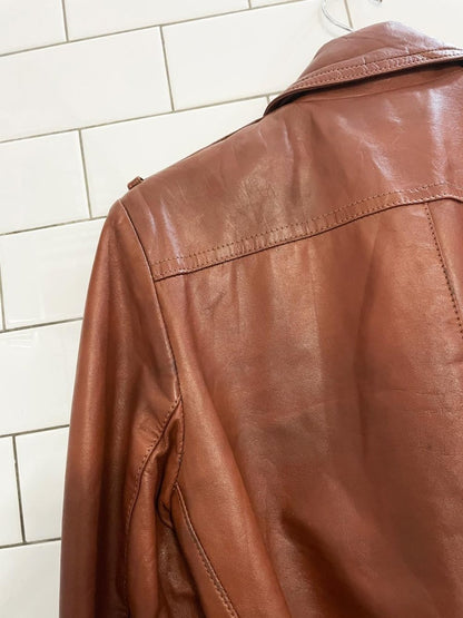 vintage bagatelle utility belted leather trench coat | magaret godfrew - good market thrift store