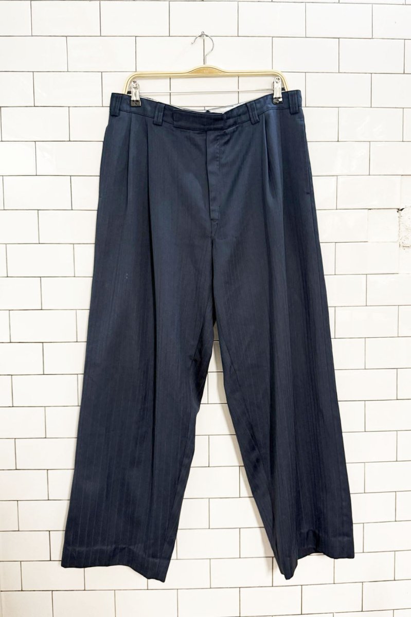 vintage baggy pinstripe double pleat trouser - good market thrift store