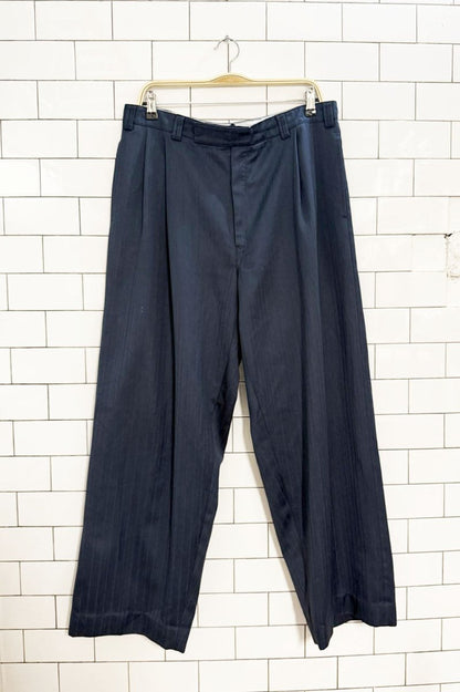 vintage baggy pinstripe double pleat trouser - good market thrift store