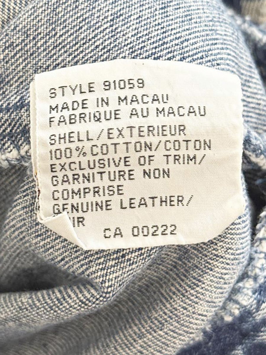 vintage bandana leather collar denim bomber jacket - good market thrift store