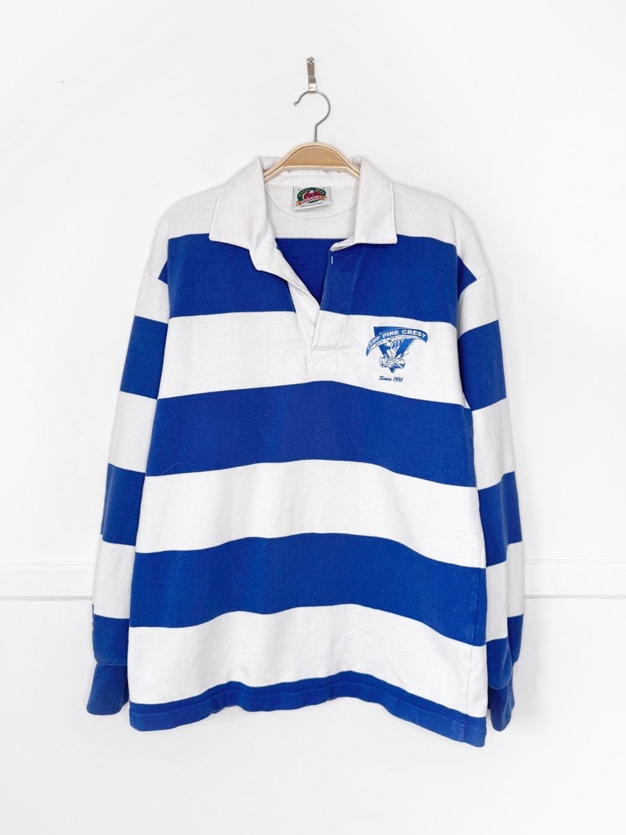 vintage barbarian pine crest rugby striped long sleeve shirt - good market thrift store