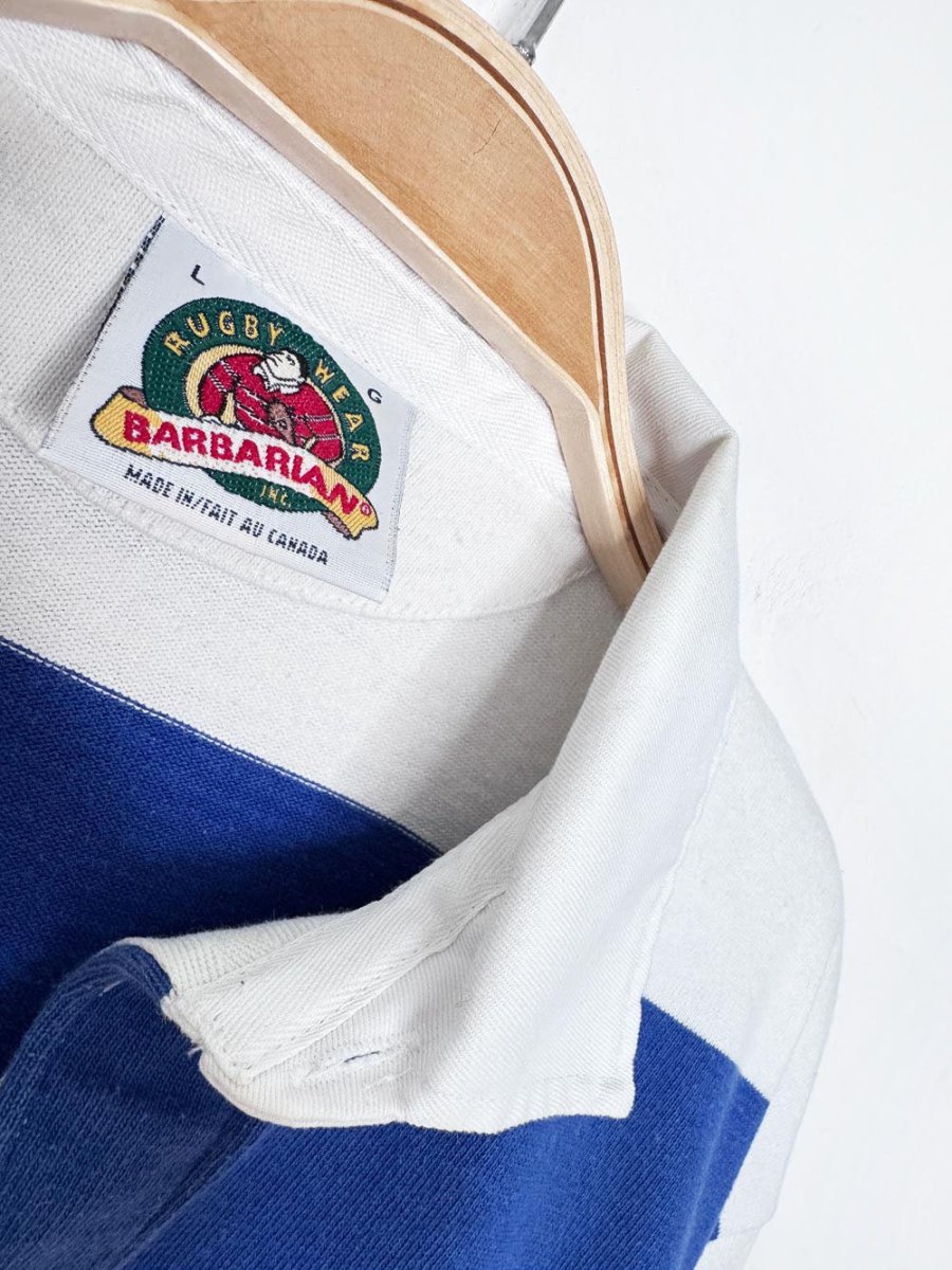 vintage barbarian pine crest rugby striped long sleeve shirt - good market thrift store