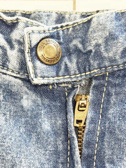 vintage basque waist pleated denim midi skirt | made in Canada - good market thrift store