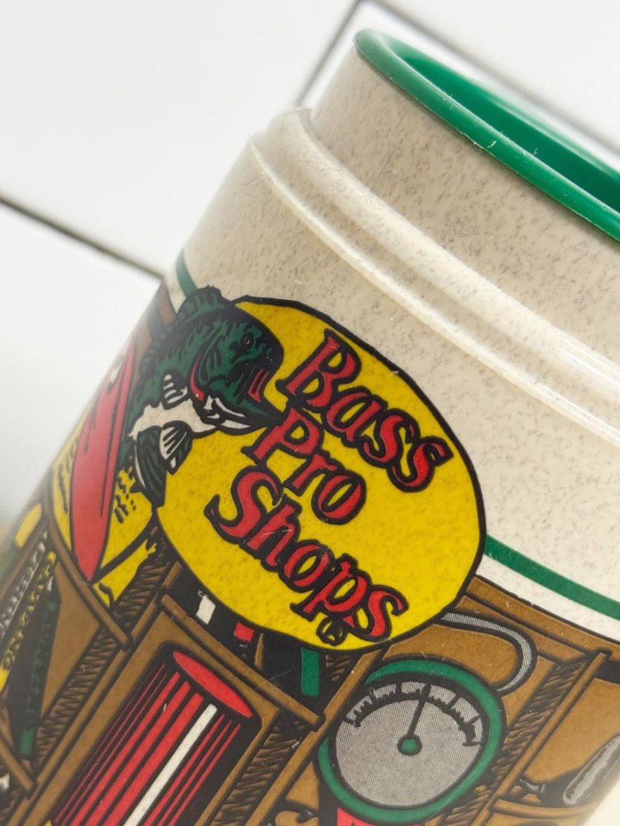 vintage bass pro shops travel mug with handle | whirley - good market thrift store