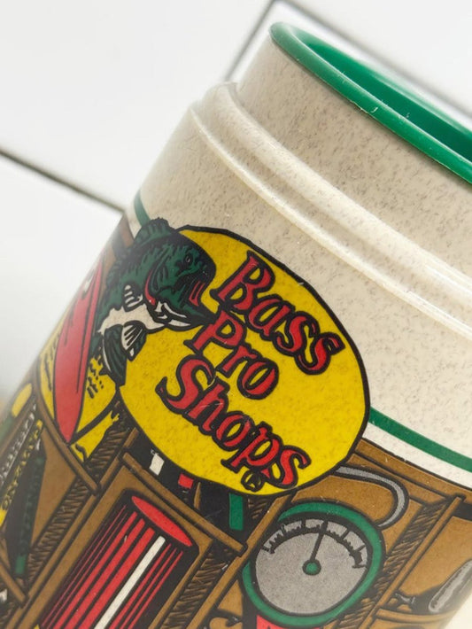 vintage bass pro shops travel mug with handle | whirley - good market thrift store