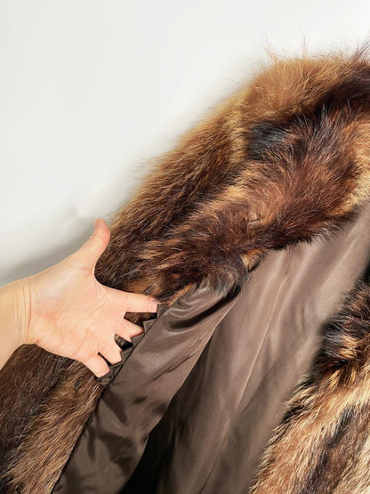 vintage beaver fur deep pile long coat - good market thrift store