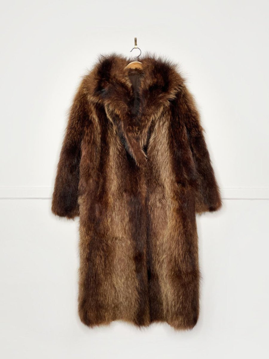 vintage beaver fur deep pile long coat - good market thrift store