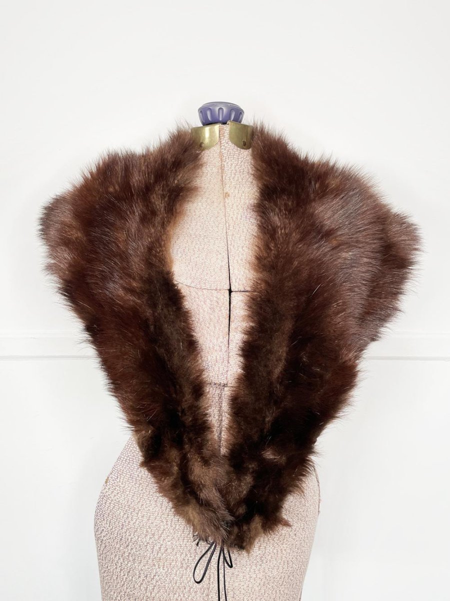 vintage beaver fur stole tie collar - good market thrift store