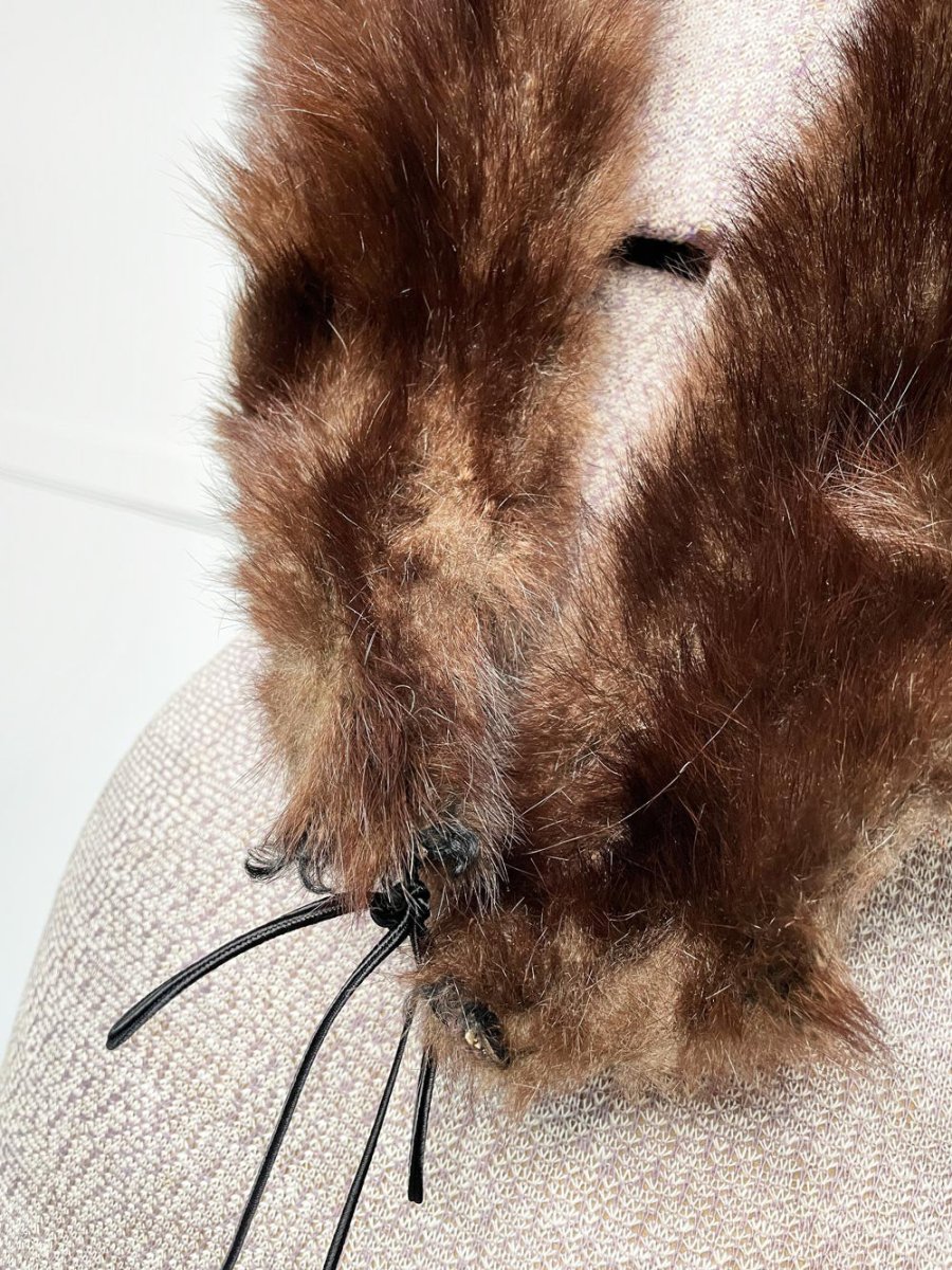vintage beaver fur stole tie collar - good market thrift store
