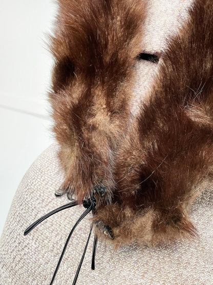 vintage beaver fur stole tie collar - good market thrift store