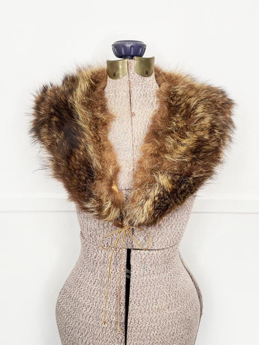 vintage beaver fur tie stole collar - good market thrift store