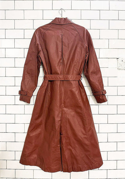 vintage belted leather trench coat - good market thrift store