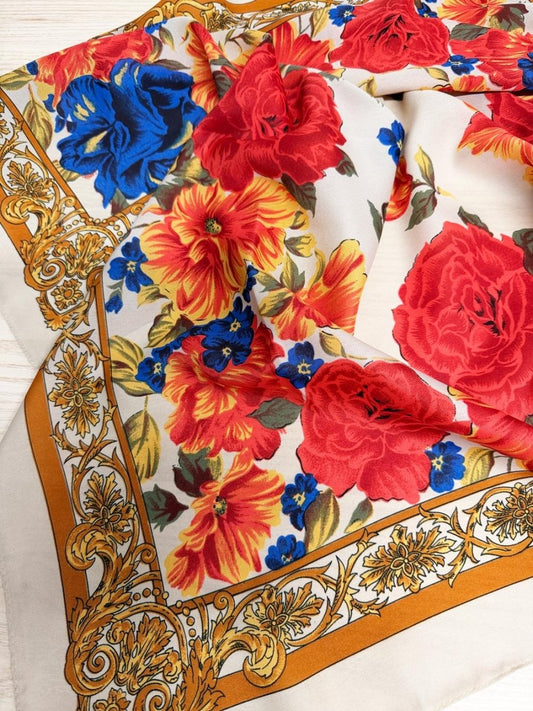 vintage berksha floral poly xl square scarf | made in Italy - good market thrift store