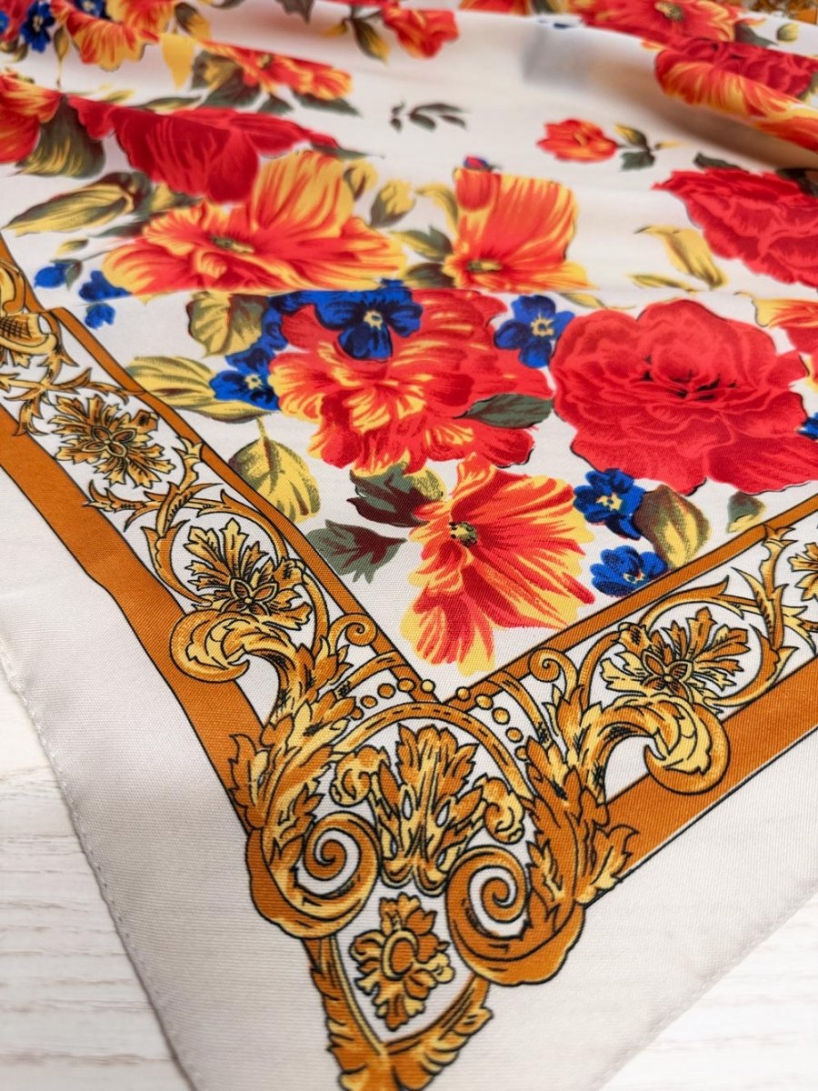vintage berksha floral poly xl square scarf | made in Italy - good market thrift store