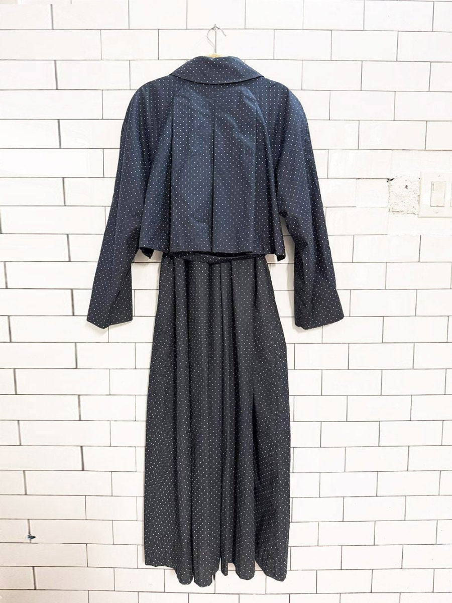 vintage bernard cahill polka dot cape back belted trench coat | mallia | made in Canada - good market thrift store