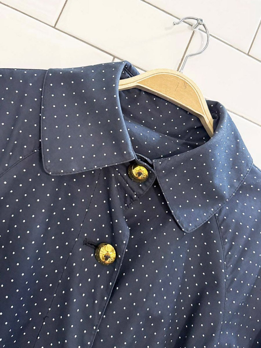 vintage bernard cahill polka dot cape back belted trench coat | mallia | made in Canada - good market thrift store