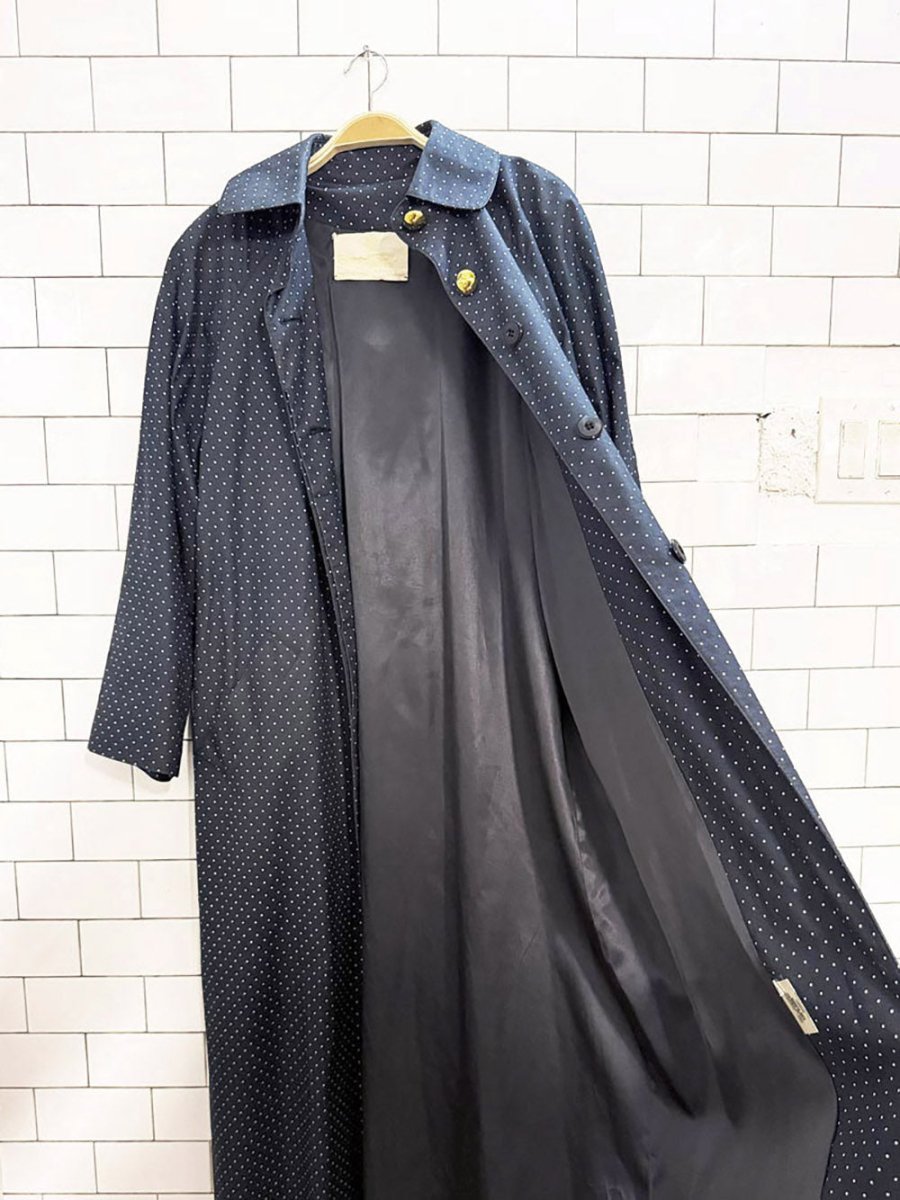 vintage bernard cahill polka dot cape back belted trench coat | mallia | made in Canada - good market thrift store