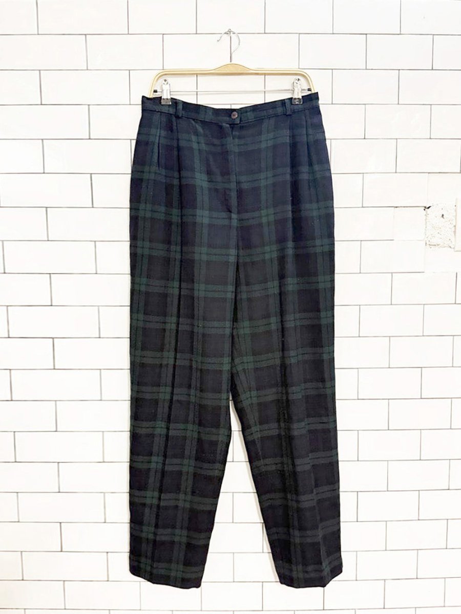 vintage bianca nygard 100% wool tartan pleated trousers | made in Canada - good market thrift store
