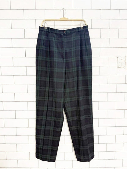 vintage bianca nygard 100% wool tartan pleated trousers | made in Canada - good market thrift store