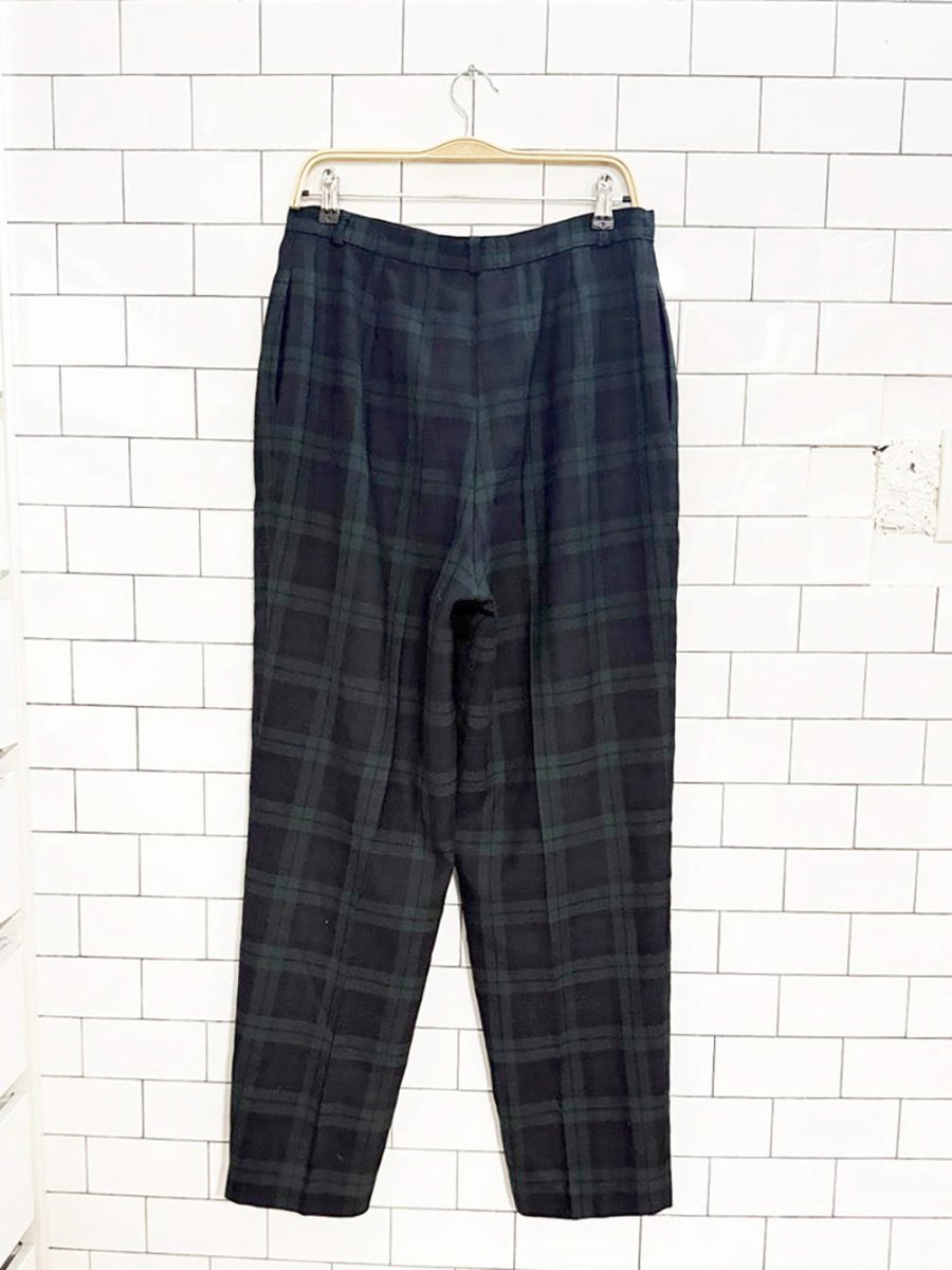 vintage bianca nygard 100% wool tartan pleated trousers | made in Canada - good market thrift store