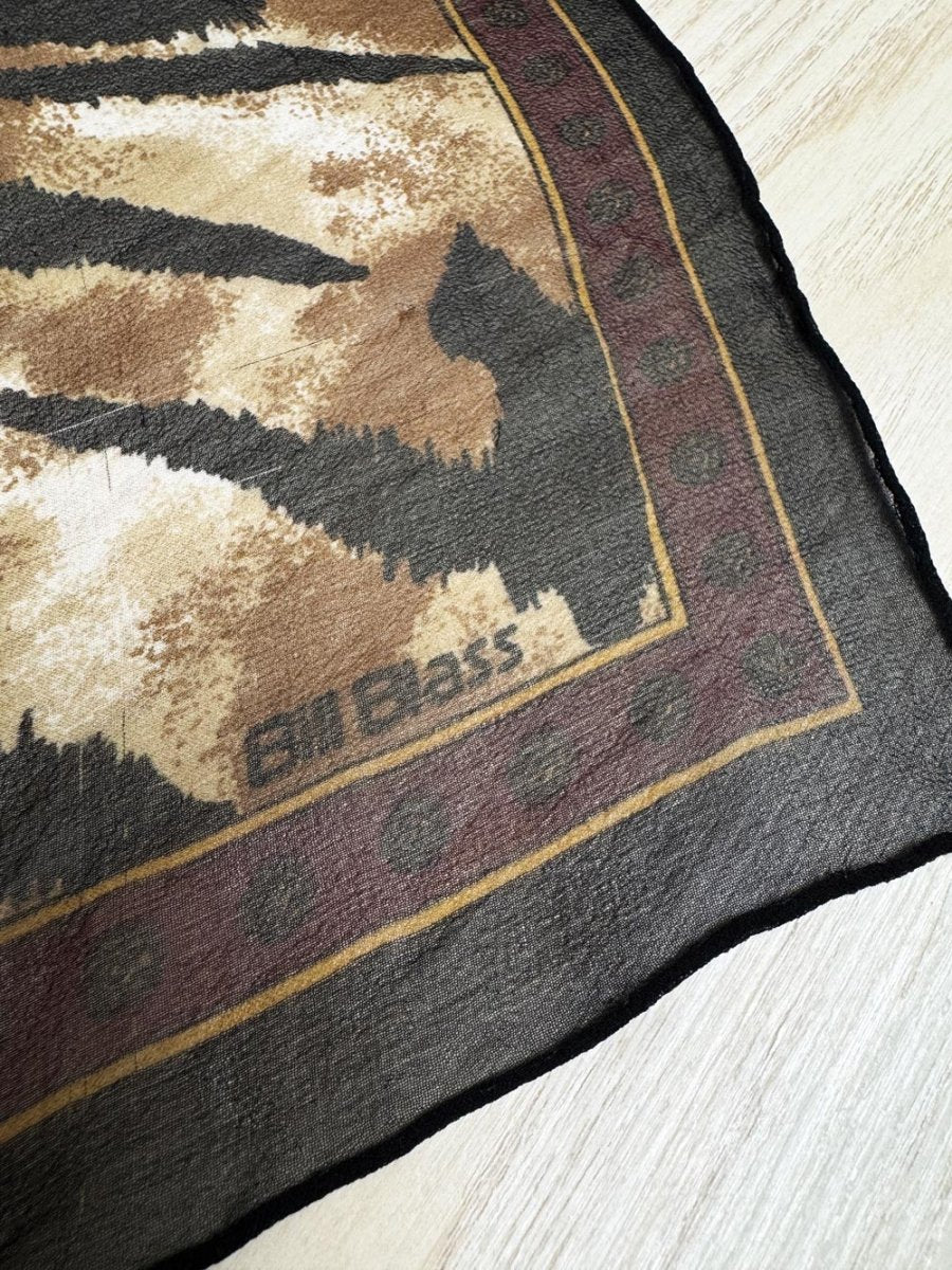 vintage bill blass 100% silk chiffon animal print square scarf - good market thrift store