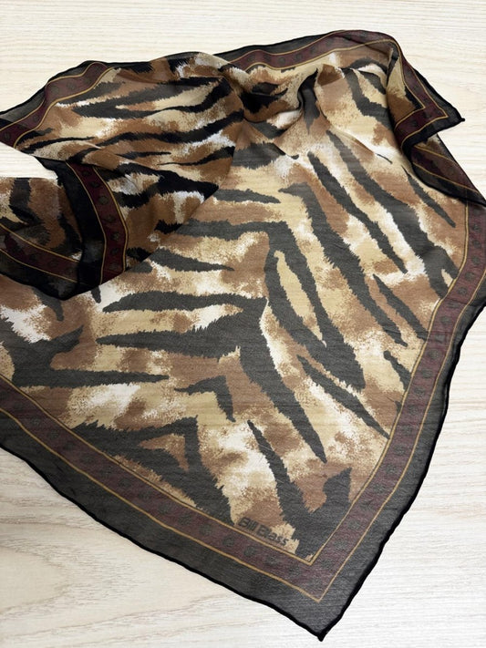 vintage bill blass 100% silk chiffon animal print square scarf - good market thrift store
