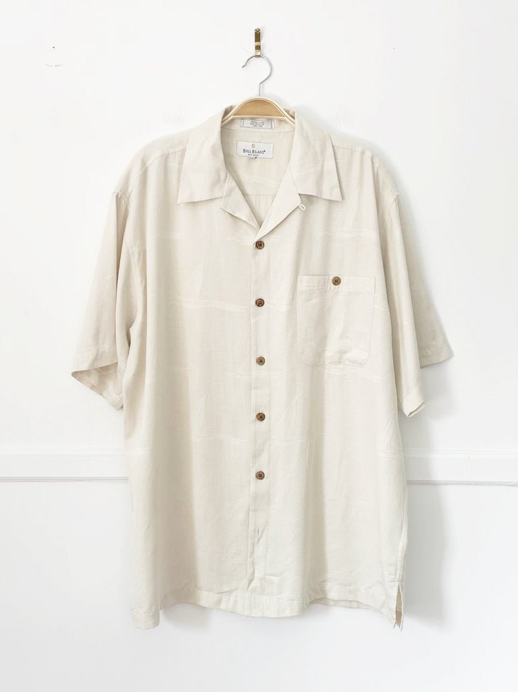 vintage bill blass 100% silk sailboat full button cabana shirt - good market thrift store