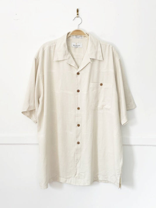 vintage bill blass 100% silk sailboat full button cabana shirt - good market thrift store