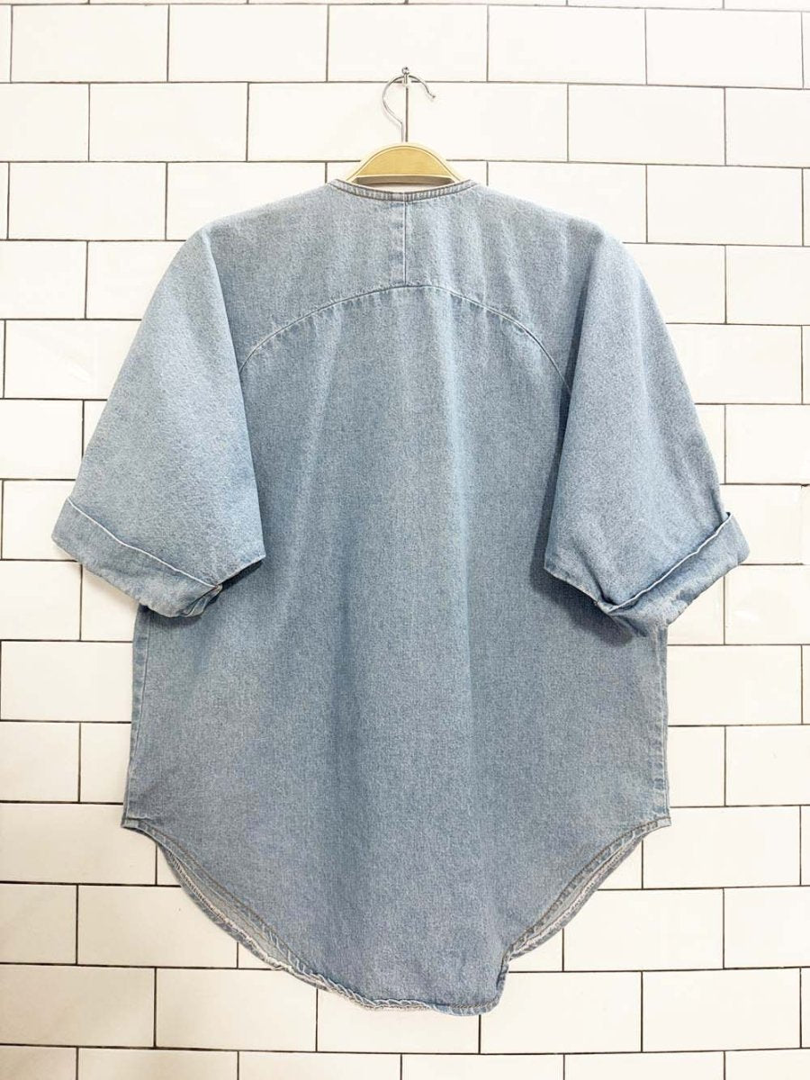 vintage bingo! bingo! gold sun embellished denim shirt | made in USA - good market thrift store