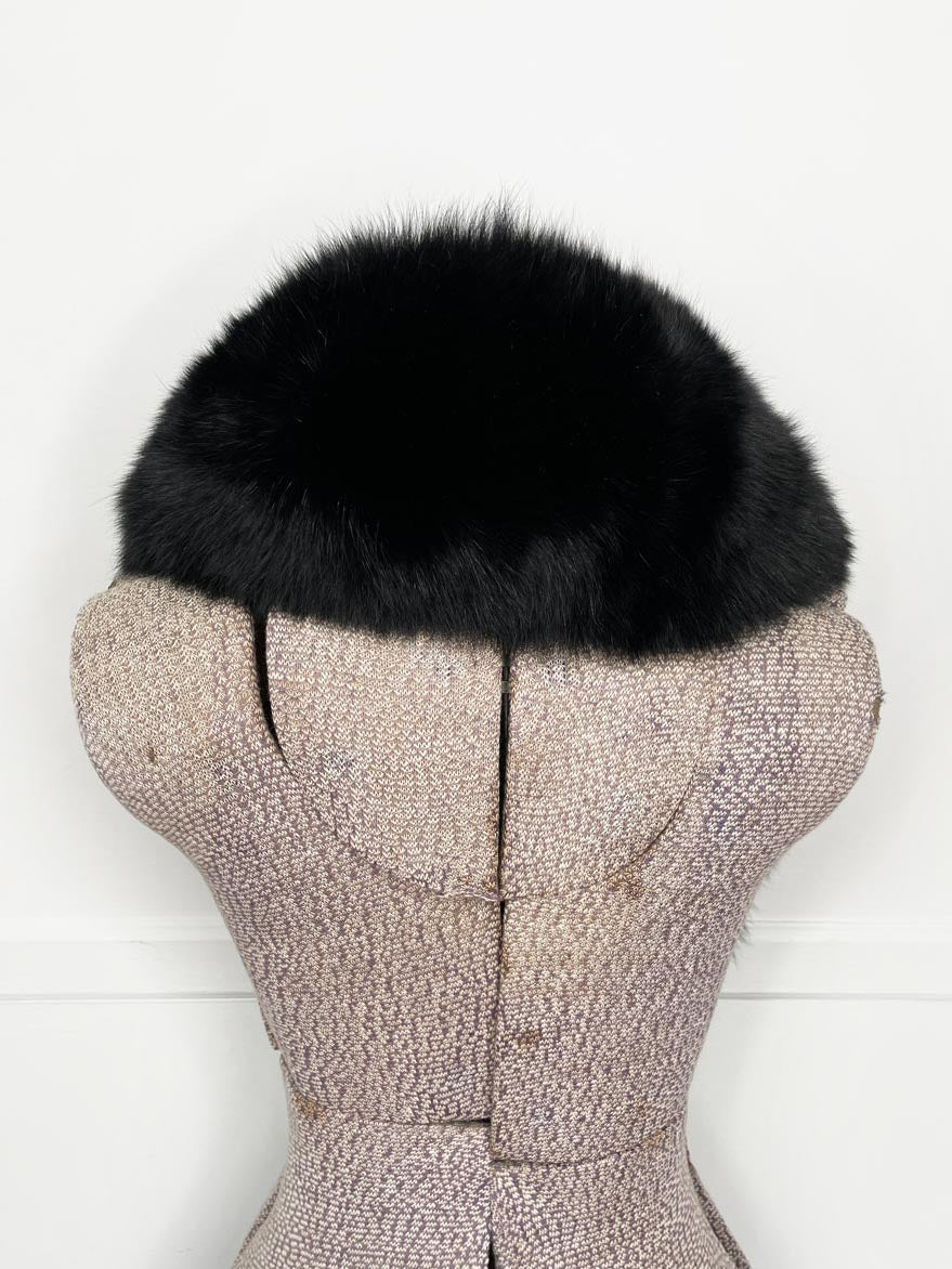 vintage black fox fur stole tie collar - good market thrift store