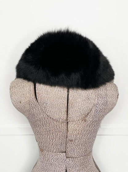 vintage black fox fur stole tie collar - good market thrift store