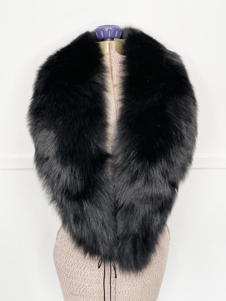 vintage black fox fur stole tie collar - good market thrift store
