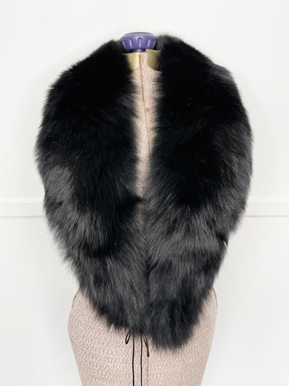 vintage black fox fur stole tie collar - good market thrift store