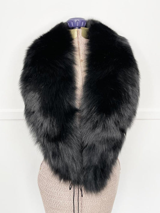 vintage black fox fur stole tie collar - good market thrift store