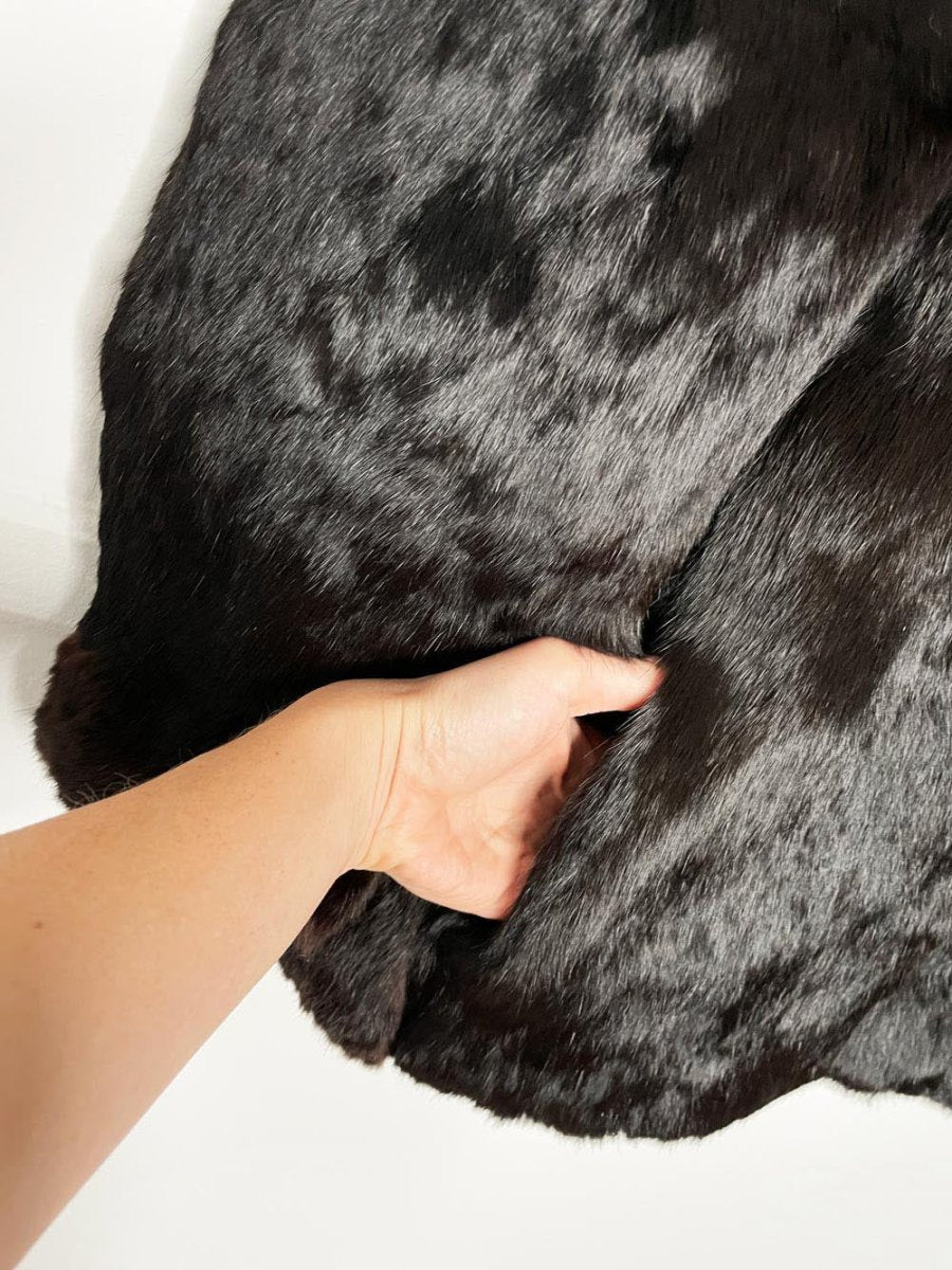 vintage black rabbit fur short coat - good market thrift store