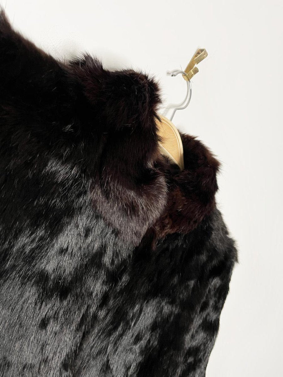 vintage black rabbit fur short coat - good market thrift store