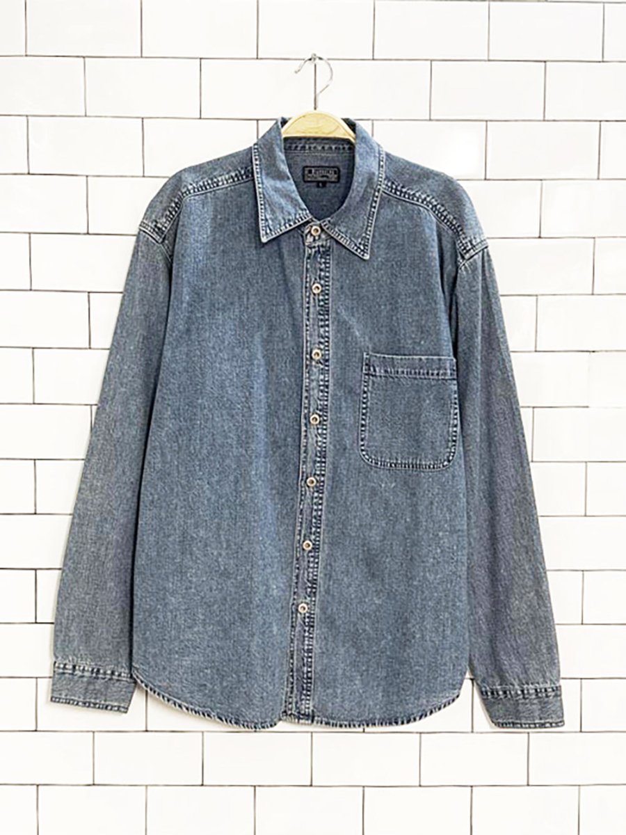 vintage bluenotes full button denim shirt - good market thrift store