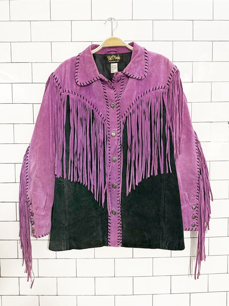 vintage bob mackie suede fringe western leather jacket | wearable art - good market thrift store