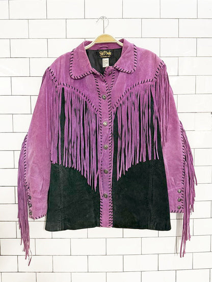 vintage bob mackie suede fringe western leather jacket | wearable art - good market thrift store