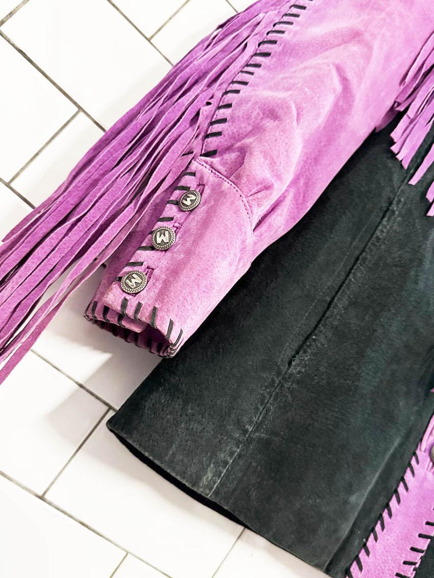 vintage bob mackie suede fringe western leather jacket | wearable art - good market thrift store