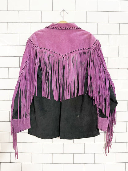 vintage bob mackie suede fringe western leather jacket | wearable art - good market thrift store