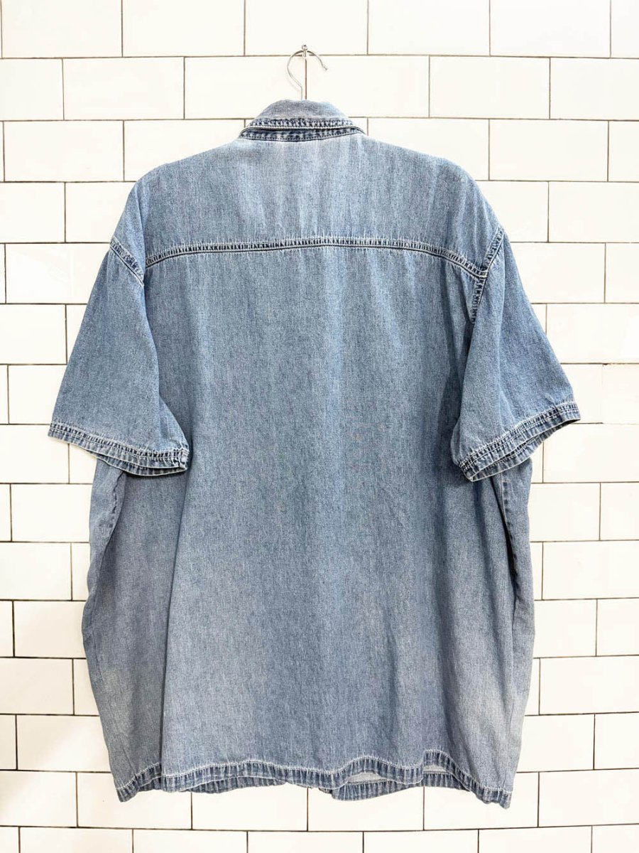 vintage bobbie brooks floral embroidered full button denim shirt - good market thrift store