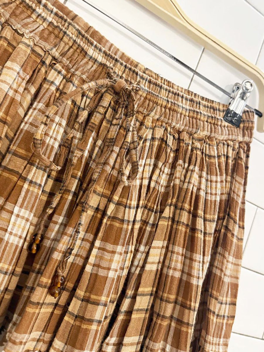 vintage bobbie brooks plaid floral tiered boho prairie midi skirt - good market thrift store