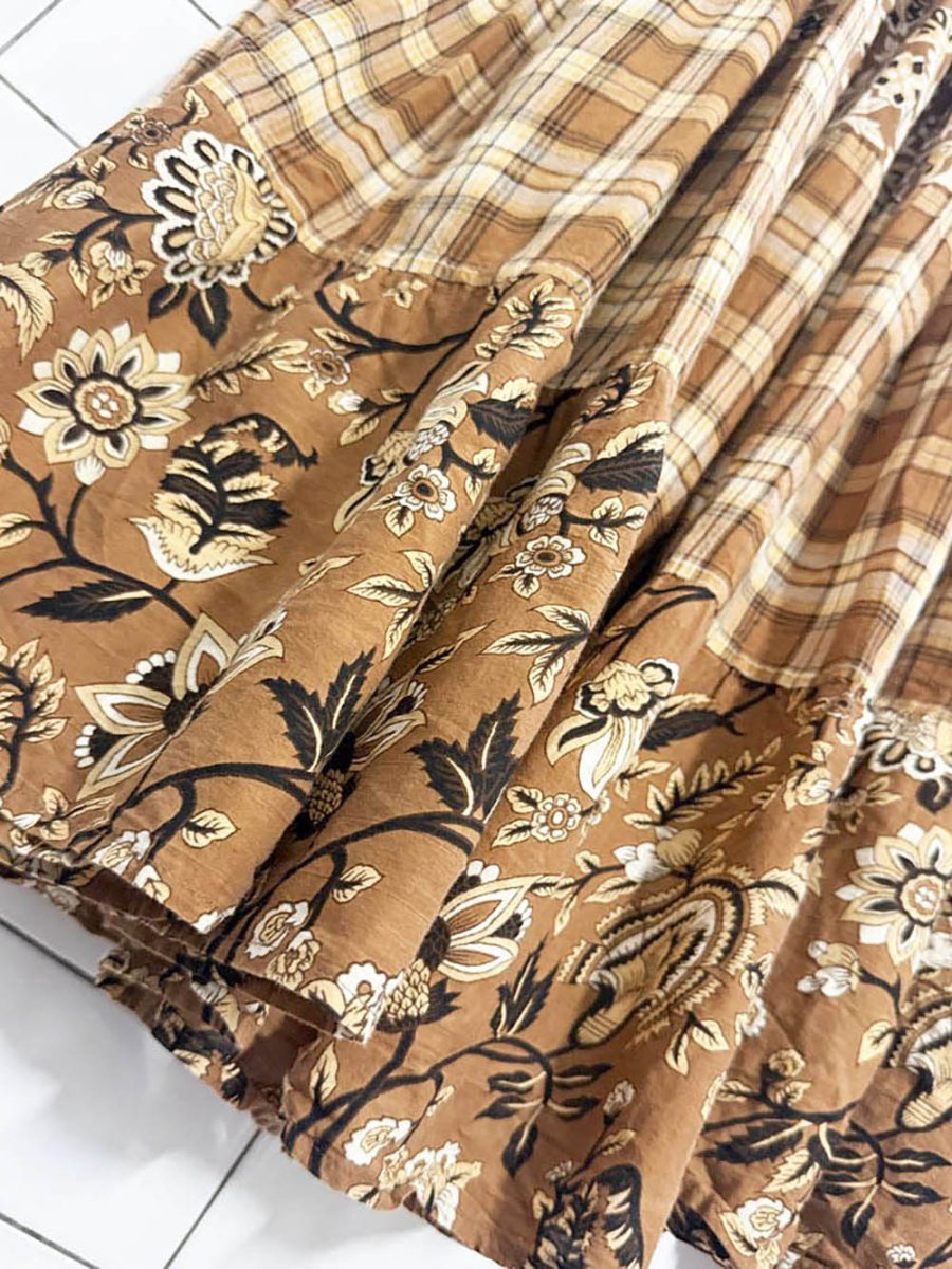 vintage bobbie brooks plaid floral tiered boho prairie midi skirt - good market thrift store