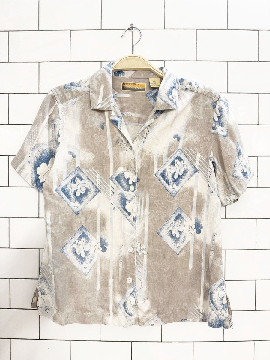 vintage bobby chan 100% silk tropical full button shirt - good market thrift store