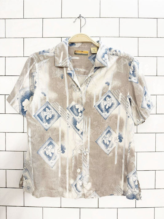 vintage bobby chan 100% silk tropical full button shirt - good market thrift store